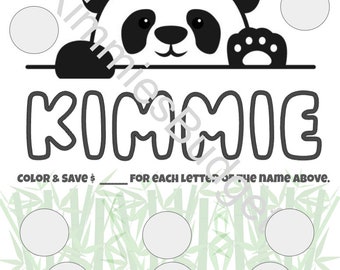 Hello Panda Personalized Savings Challenge Color and Save | Scratch and Save