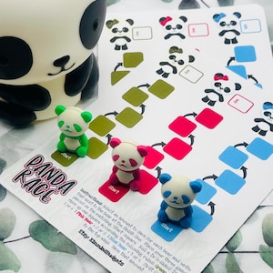 Panda-Rennen | 3 Spielfiguren Pandabär | Spar-Challenge-Spiel | Physisches Produkt