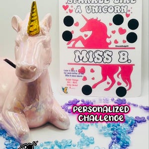 Brilla come un unicorno / Sfida di risparmio personalizzata Colora e risparmia / Gratta e risparmia