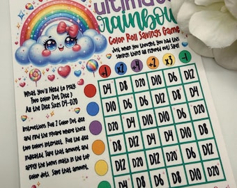 Ultimate Rainbow Savings Challenge Game | Color Dot Dice | Full Size | Instant Digital Download