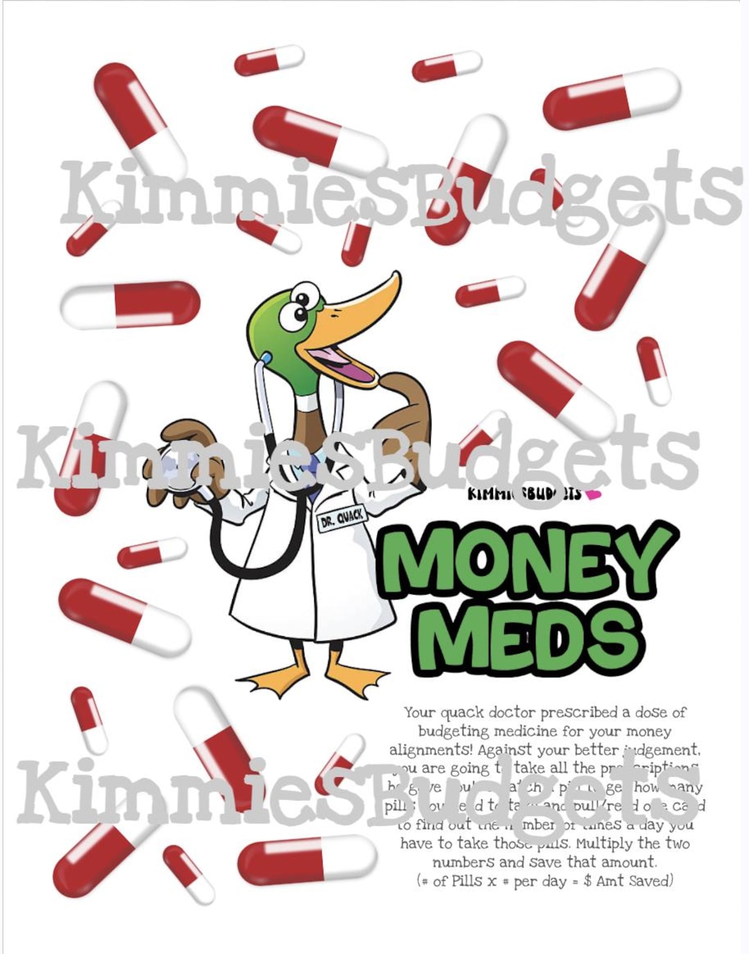 Money Meds | Dr. Quack | Scratch off Savings Game | Savings Challenge | A5  | Instant Digital Download | as Seen on Channel Wars - Etsy, image size:1080x1375