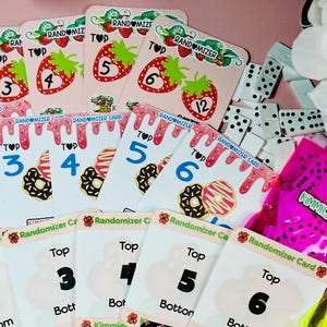 NUEVO juego aleatorio de dominó / Desafíos aleatorios / Relleno de efectivo / Tarjetas de colocación y juego completo de mini dominós / Laminación opcional