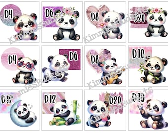Panda Roll Call Randomizer Cards & Dashboard DIGITAL LISTING | 12 Dice Randomizer Cards | D4 D6 D8 D10 D12 D20 | Instant Digital Download
