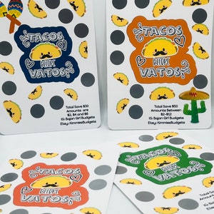 Défi d'épargne à gratter | Tacos avant Vatos | Mardi tacos | 4 Options du montant économisé | Pack défi