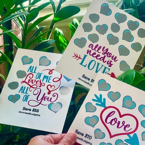 Défi d'épargne à gratter | Tout ce dont vous avez besoin, c'est d'amour | Grattez et enregistrez | Saint Valentin | Anniversaire | Fête des Mères | Un rendez-vous romantique