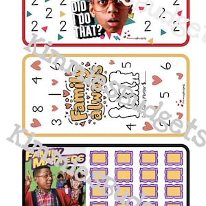 Può includere: Tre fogli di budget colorati con immagini e testo. Il foglio superiore ha la frase "Did I do that?" con una foto di un uomo. Il foglio centrale dice "Family Always Matters". Il foglio inferiore dice "Family Matters".