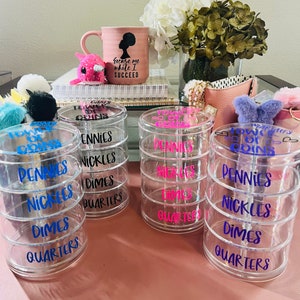 Coins | Tower of Coins | Acrylic Coin Holder | Coin Sorter | Cash Budgeting | Coin Tower | Piggy Bank | Change Collector