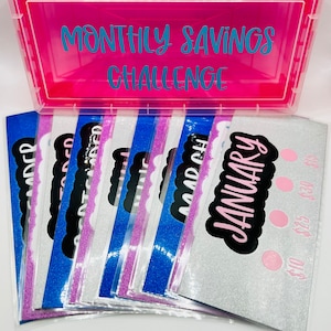 Monthly Savings Challenge | Cash Stuffing | Pink Green Blue Box Included