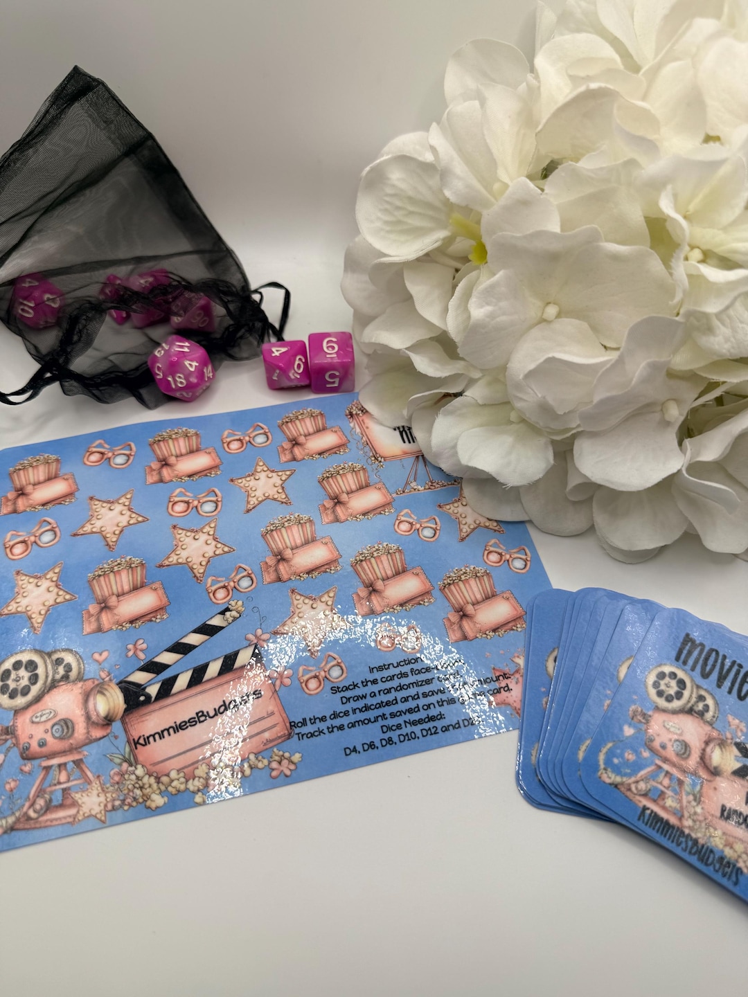 Pink Movie Roll Call Dice Randomizer Game | 6 Dice Included D4 D6 D8 ...