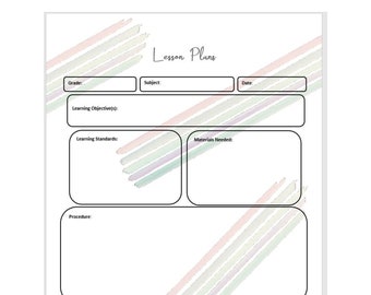 Lesson Plan Template - Rainbow Design