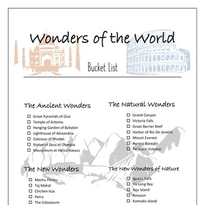 Wonders of the World Travel Checklist