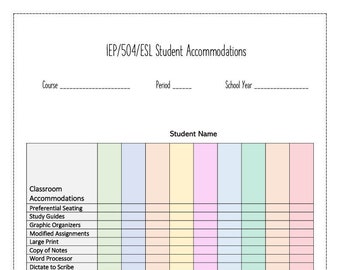Student IEP/504 Accommodations Form