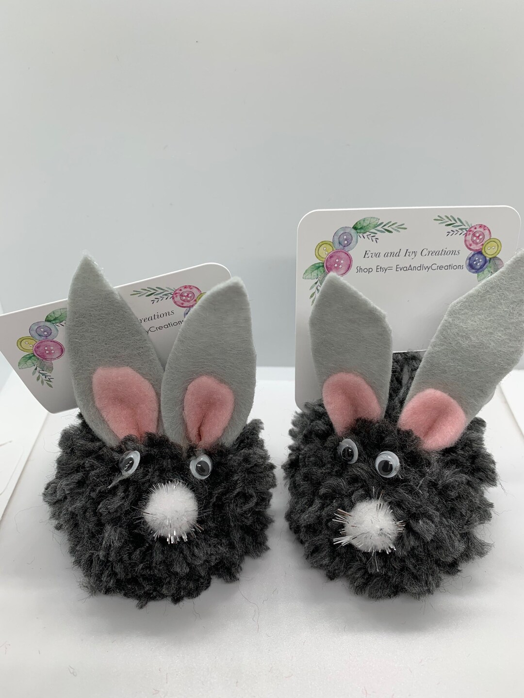 Charcoal Rabbit Pom Pom Hanging Animal - Etsy