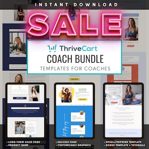 ThriveCart COACH BUNDLE Premium Sales Page Templates Trichter für professionelle Coaches und Kursersteller + Tripwire + BONUS Extras!
