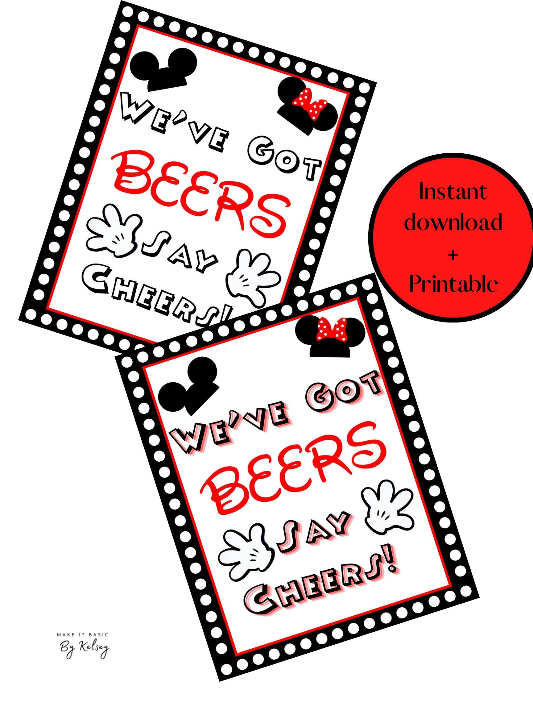 Minnie Mouse Birthday We've Got BEERS Say Cheers Sign Hot Pink Party  Decorations by Feistyfarmerswife 