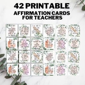 42 Carte di affermazione positiva per insegnanti, Stampabili della Vision Board, Legge di Attrazione, Manifestazione dell'insegnante, Cura di sé dell'insegnante, DIGITALE