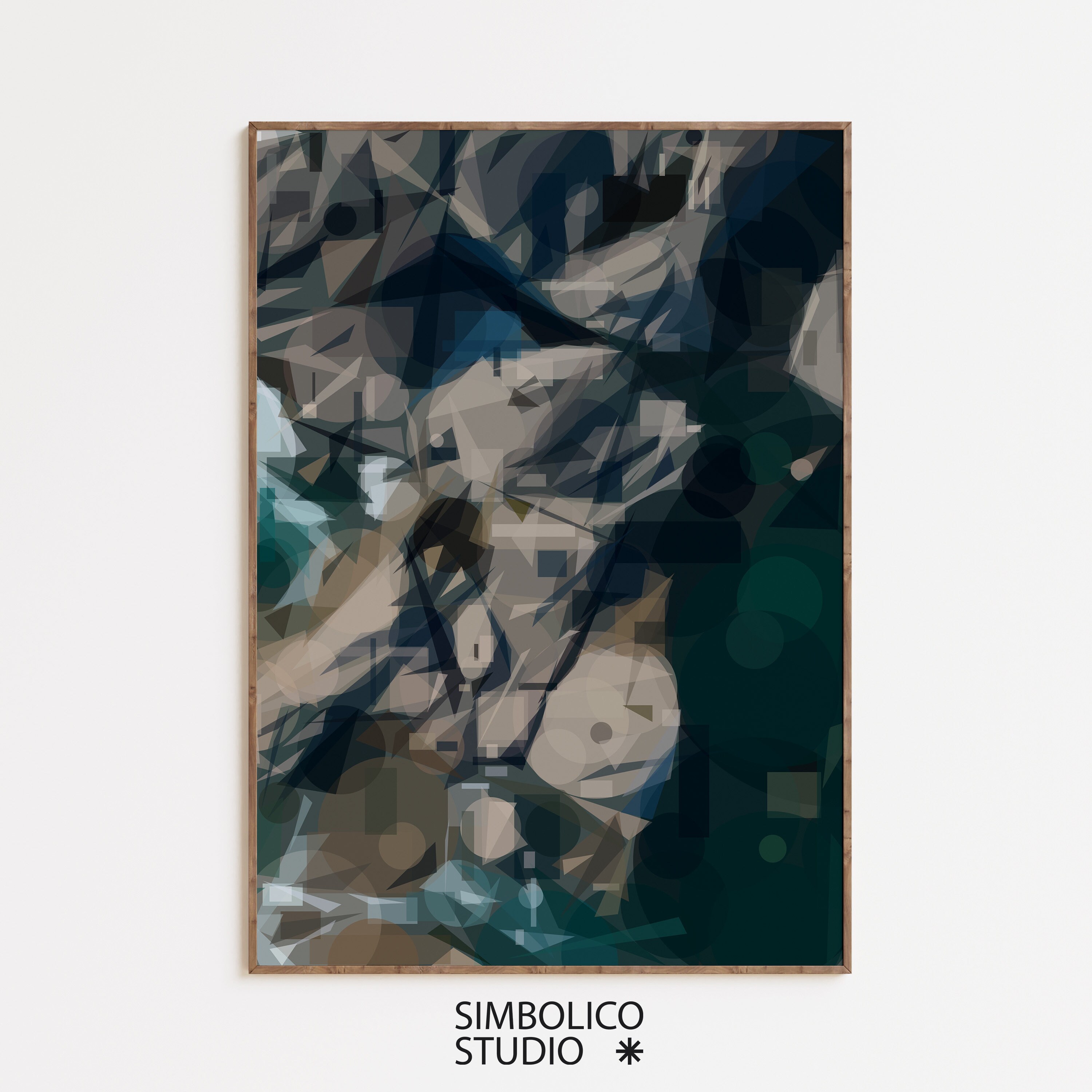 Rocks and Waves Meeting at the Shore Abstract Geometric Art Colorful ...