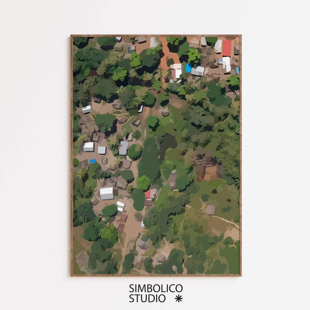 Rural Village Layout Abstract Printable Artwork Colorful Home Décor ...