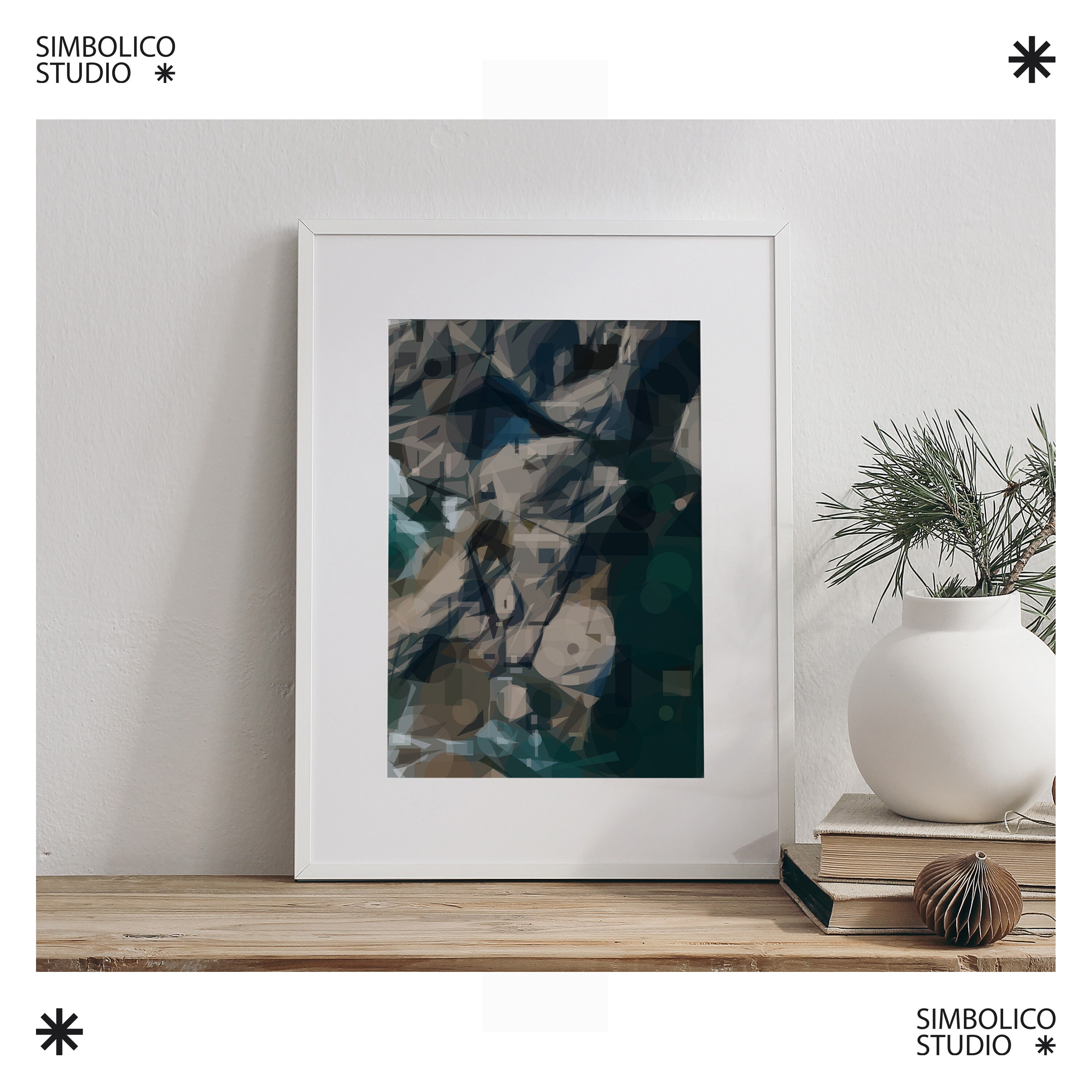 Rocks and Waves Meeting at the Shore Abstract Geometric Art Colorful ...
