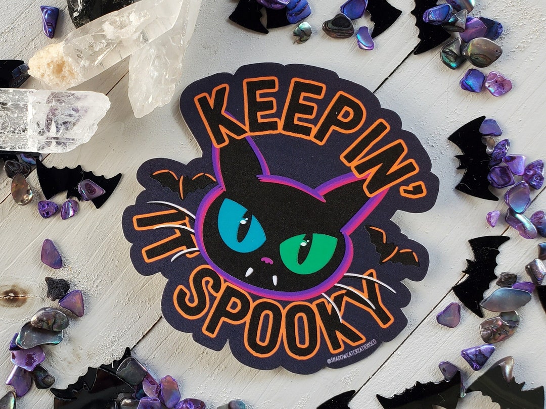 Keepin It Spooky Waterproof Vinyl Sticker | Halloween Season Black Cat ...
