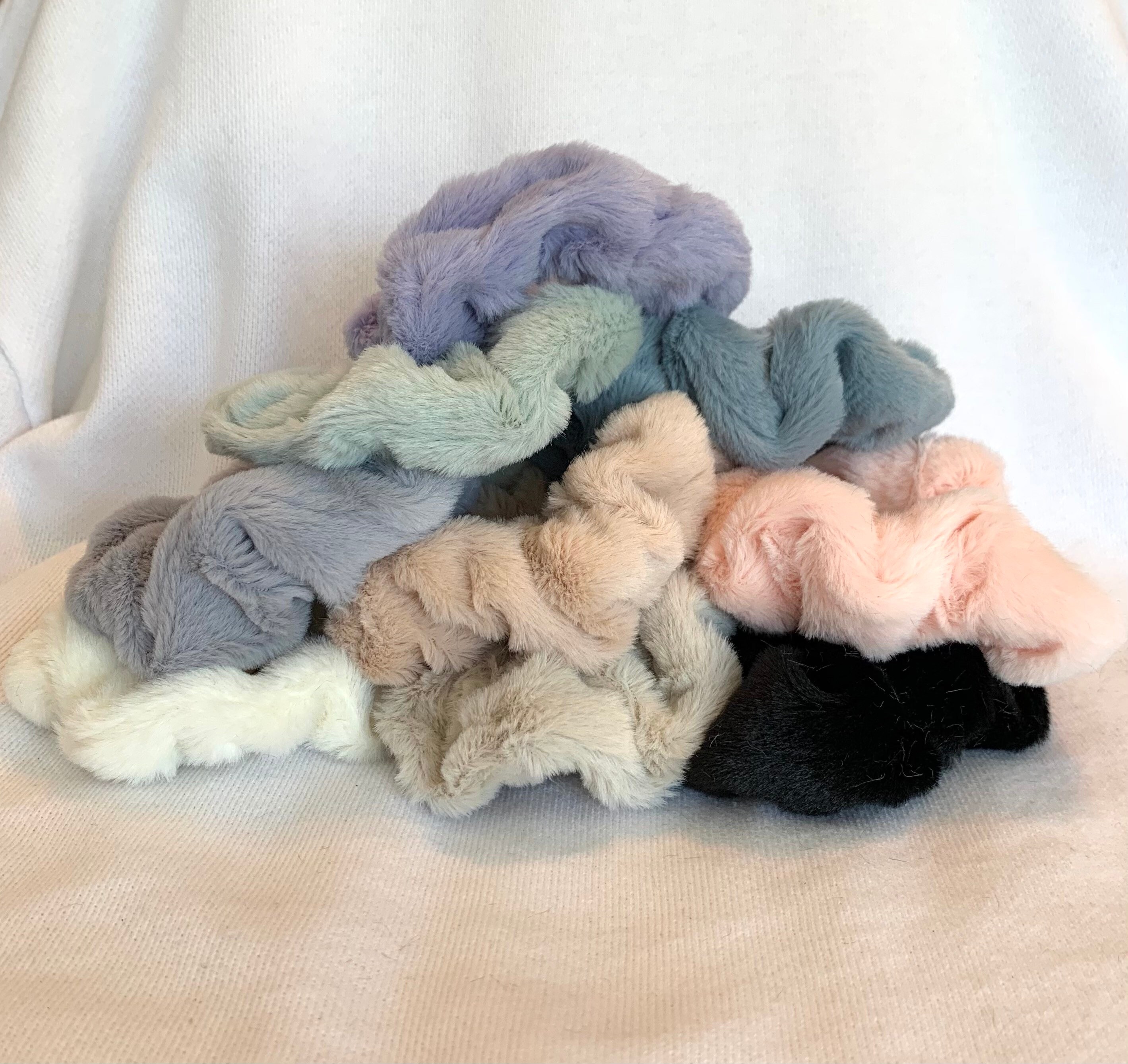 Fluffy Scrunchie Hair Ties | Solid Color Scrunchies, 9pcs Set ...