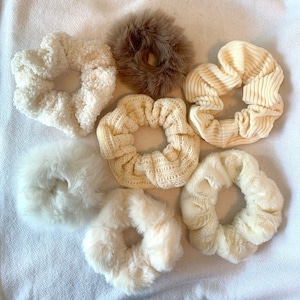 Fuzzy, fluffy scrunchies | cute scrunchies, unique hair ties, scrunchies for all hair, 90s hair accessories, y2k fashion, aesthetic