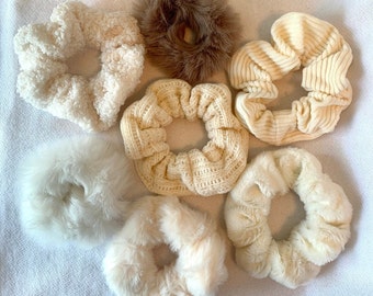 Fuzzy, fluffy scrunchies | cute scrunchies, unique hair ties, scrunchies for all hair, 90s hair accessories, y2k fashion, aesthetic
