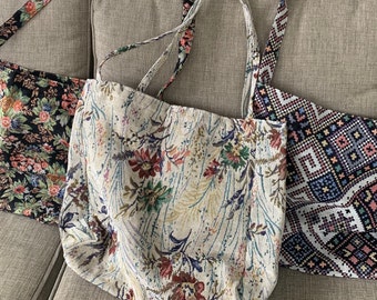 Bolsos de mano con estampados florales y geométricos / bolso grande de hombro, bandolera, bolso de playa, bolso escolar, bolso de trabajo, regalo, bolso de compras, bolso de otoño, bolso de fin de semana