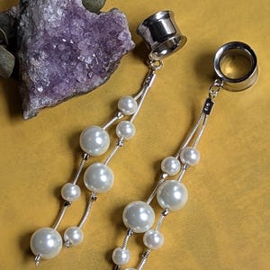 Faux pearls dangle plugs dangle gauges