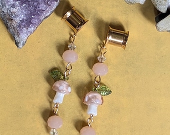 Pink Mushy dangle plugs dangle gauges