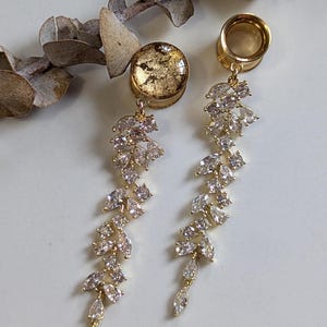 Prachtige GOUDEN kristallen hangertjes bungelpluggen Speciale gelegenheid bruidsvakantie afbeelding 5