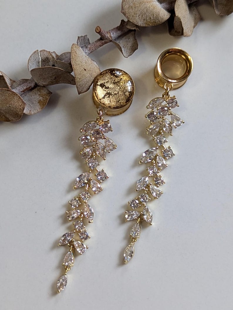 Prachtige GOUDEN kristallen hangertjes bungelpluggen Speciale gelegenheid bruidsvakantie afbeelding 5
