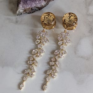 Prachtige GOUDEN kristallen hangertjes bungelpluggen Speciale gelegenheid bruidsvakantie afbeelding 3