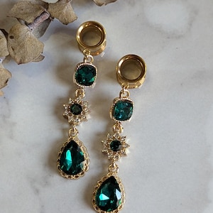 Smaragdgrüne Kristall-Dangle Plugs