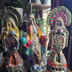 Santa Muerte Statue Azteca 16” tall all 3 different colors and styles preparada y curada Holy Death prepared
