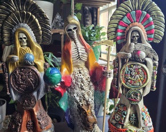 Santa Muerte Statue Azteca 16” tall all 3 different colors and styles preparada y curada Holy Death prepared