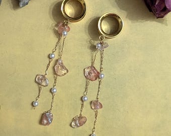 Fashion Crystals and pearl dangle plugs dangle gauges