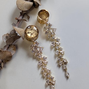 Schöne GOLD Kristall baumeln Lehren baumeln Stecker Braut Urlaub besonderen Anlass