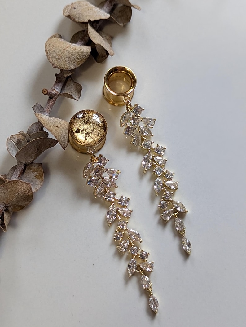 Prachtige GOUDEN kristallen hangertjes bungelpluggen Speciale gelegenheid bruidsvakantie afbeelding 1