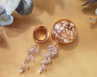 Jauges pendantes en forme de feuille de cristal pour une occasion spéciale de mariage