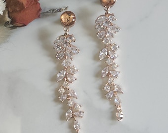 ROSE GOLD crystal dangle gauges dangle plugs Bridal holiday special occasion
