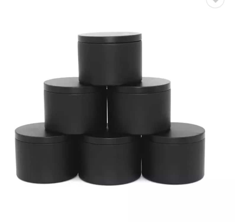 Matte Black Metal Tin Candle Container With Lid 8 Oz. 4 Etsy