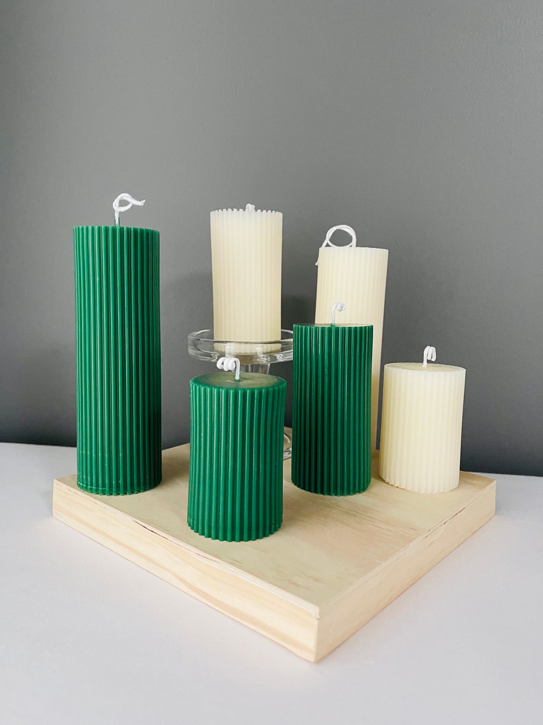 Ribbed Pillar Candles Soy Wax Bees Wax Choose Color and Etsy