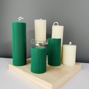Ribbed Pillar Candles | Soy Wax | Bees Wax | Choose Color and Height | Table Candle | Housewarming Gift | Home Decor | Handmade Gift