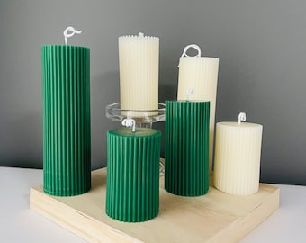 Ribbed Pillar Candles | Soy Wax | Bees Wax | Choose Color and Height | Table Candle | Housewarming Gift | Home Decor | Handmade Gift
