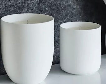 Empty Matte White Cylinder Ceramic Candle Jar | 7 oz | 13 oz. Empty Container for Candle Making | Candle Vessel | Ceramic Vessel