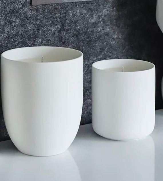 Empty Matte White Cylinder Ceramic Candle Jar 7 Oz 13 Oz. Empty Container  for Candle Making Candle Vessel Ceramic Vessel 