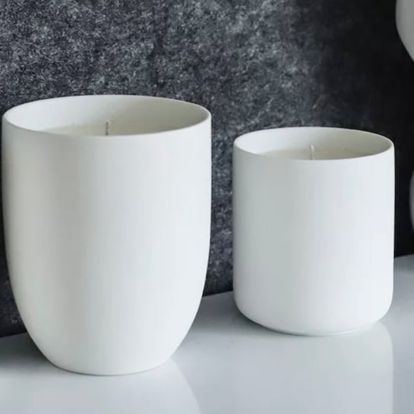 Empty Matte White Cylinder Ceramic Candle Jar | 7 oz | 13 oz. Empty Container for Candle Making | Candle Vessel | Ceramic Vessel