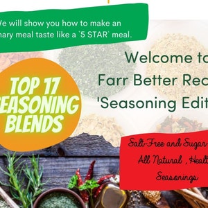 Farr Better Recipes 17 Seasonings Edition, Recipe digital File, Digital Recipes, Digital Recipe Book, Spices, Homemade, Organic Seasonings
