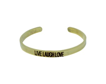 Engraved Love Golden Bracelet in Stainless Steel | Live Laugh Love | Available in Silver and Gold